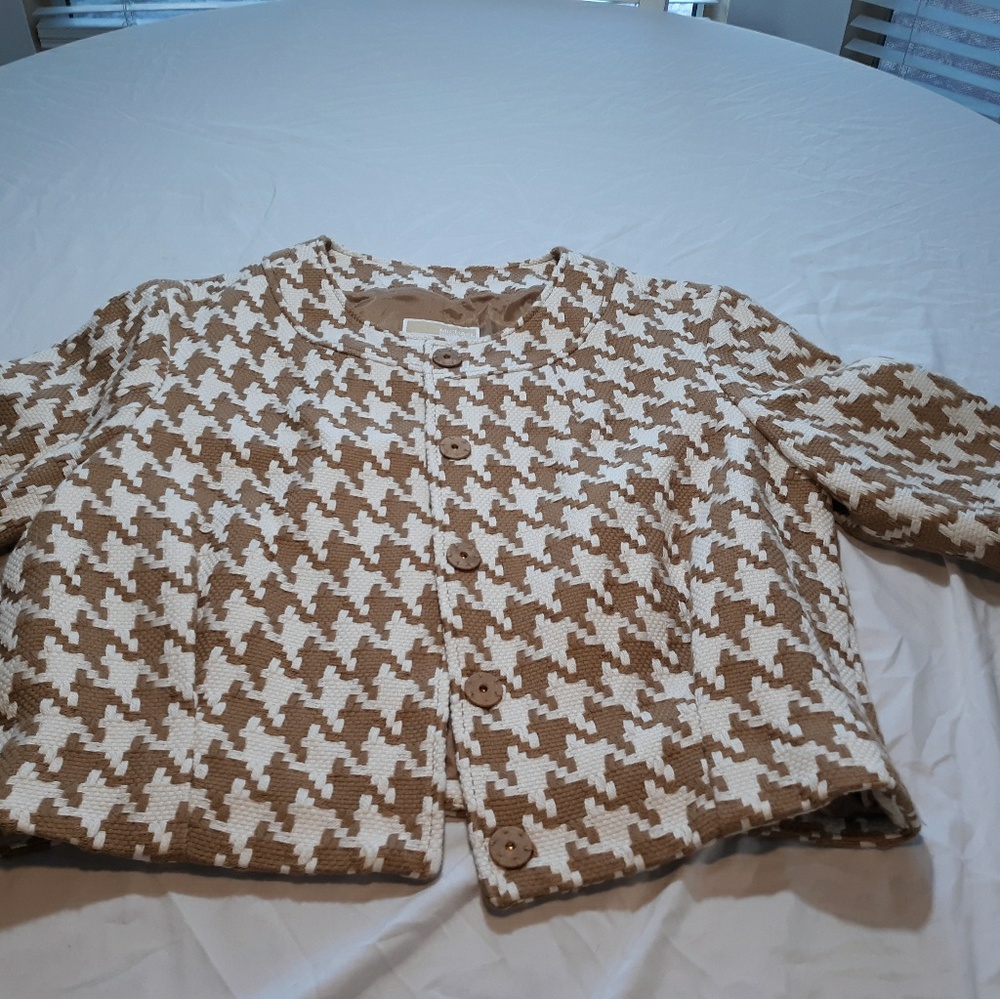 Michael Kors Hounds Tooth Cropped Jacket